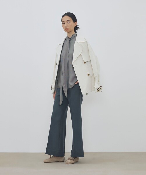 DES PRES（デ・プレ）の「コットンドライクロス ショートトレンチコート（トレンチコート・レディース・ブラウン/ホワイト・FREE）」の3枚目の写真