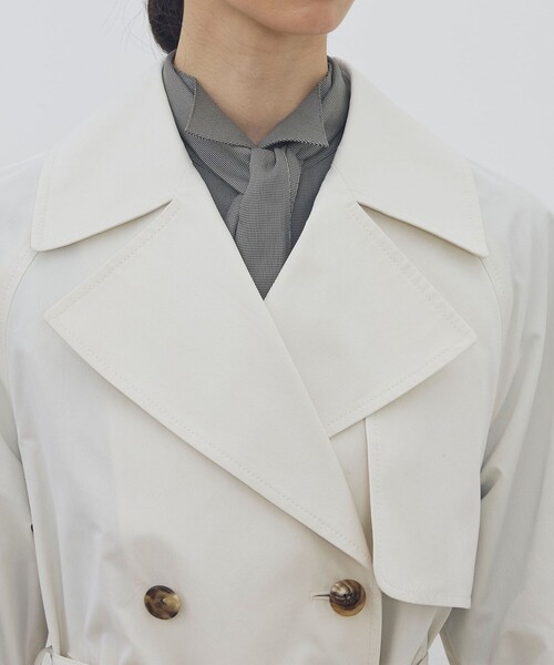 DES PRES（デ・プレ）の「コットンドライクロス ショートトレンチコート（トレンチコート・レディース・ブラウン/ホワイト・FREE）」の9枚目の写真