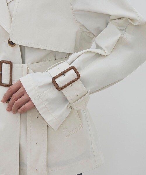 DES PRES（デ・プレ）の「コットンドライクロス ショートトレンチコート（トレンチコート・レディース・ブラウン/ホワイト・FREE）」の10枚目の写真