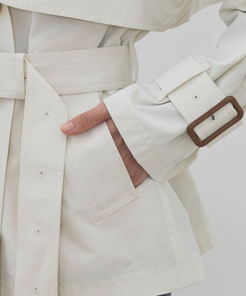 DES PRES（デ・プレ）の「コットンドライクロス ショートトレンチコート（トレンチコート・レディース・ブラウン/ホワイト・FREE）」の11枚目の写真