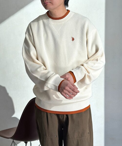 U.S. POLO ASSN.（ユーエスポロアッスン）の「【U.S. POLO ASSN.】配色レイヤークルーニット（ニット/セーター・レディース・ブラウン/ネイビー/アイボリー/チャコールグレー/グレー・SMALL/MEDIUM/LARGE）」の10枚目の写真
