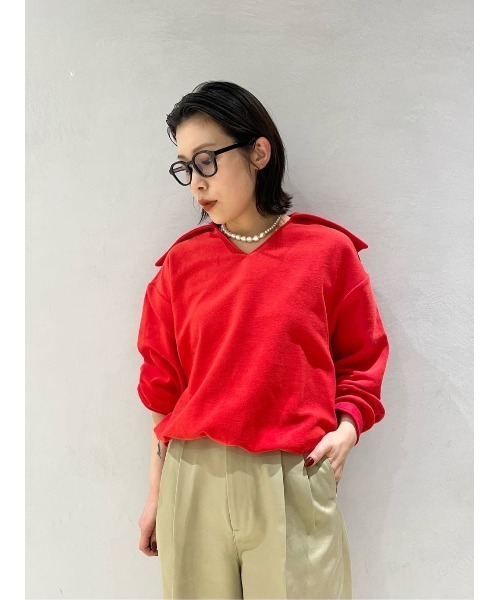UNUS(ユナス)の「UNUS / Collar Skip Sweat(スウェット・レディース・レッド/ホワイト・FREE)」の10枚目の写真