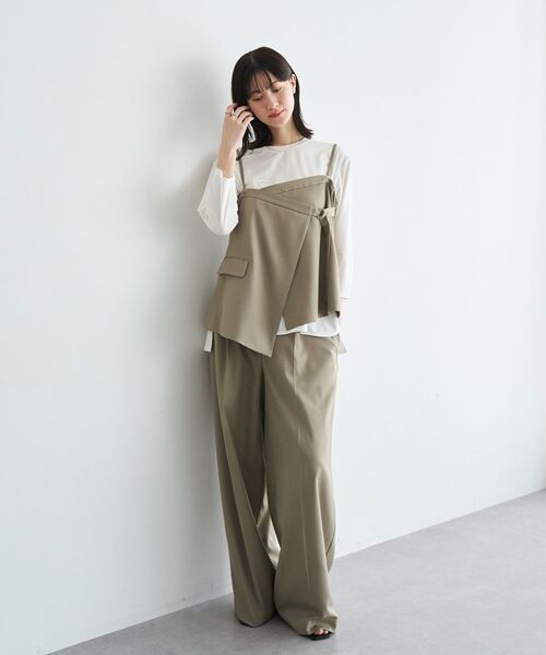 YECCA VECCA（イェッカヴェッカ）の「タックワイドパンツ（その他パンツ・レディース・ネイビー/ピンク/グレイッシュベージュ・S/M/M-L）」の15枚目の写真