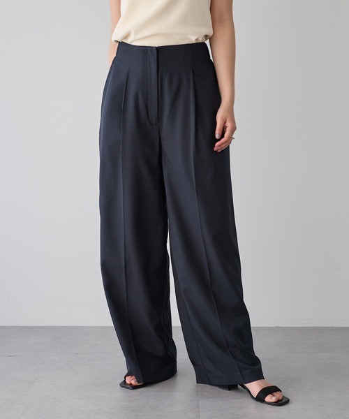 YECCA VECCA（イェッカヴェッカ）の「タックワイドパンツ（その他パンツ・レディース・ネイビー/ピンク/グレイッシュベージュ・S/M/M-L）」の15枚目の写真