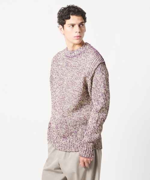 LOEFF(ロエフ)の「<LOEFF>ストローヤーン ライク プルオーバー UNISEX(ニット/セーター・レディース・ダークブラウン/パープル・2/0/1)」の6枚目の写真