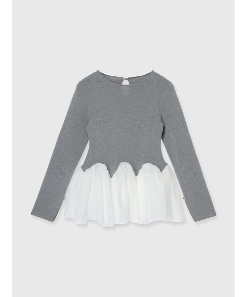 EIMY ISTOIRE（エイミーイストワール）の「【PRE ORDER】チュールペプラムニットプルオーバー（ニット/セーター・レディース・ホワイト/グレー/ピンクベージュ/ブラック・F）」の17枚目の写真