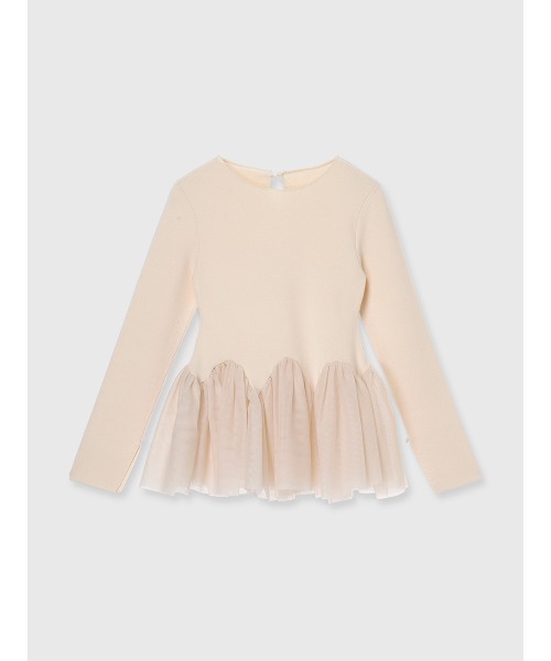 EIMY ISTOIRE（エイミーイストワール）の「【PRE ORDER】チュールペプラムニットプルオーバー（ニット/セーター・レディース・ホワイト/グレー/ピンクベージュ/ブラック・F）」の19枚目の写真