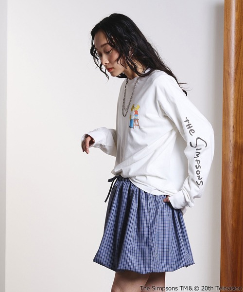 The Simpsons（ザ・シンプソンズ）の「(THE SIMPSONS)L/S TEE（Tシャツ/カットソー・レディース・ホワイト/ブラック・ONE SIZE）」の12枚目の写真