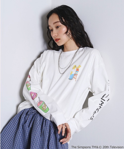 The Simpsons（ザ・シンプソンズ）の「(THE SIMPSONS)L/S TEE（Tシャツ/カットソー・レディース・ホワイト/ブラック・ONE SIZE）」の14枚目の写真