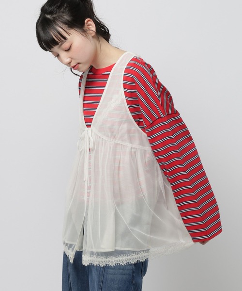 niko and...（ニコアンド）の「レーストリムリバーシブルベスト（ベスト・レディース・ライトグレー/ブラック/オフホワイト・FREE）」の2枚目の写真