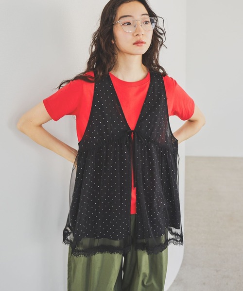 niko and...（ニコアンド）の「レーストリムリバーシブルベスト（ベスト・レディース・ライトグレー/ブラック/オフホワイト・FREE）」の7枚目の写真