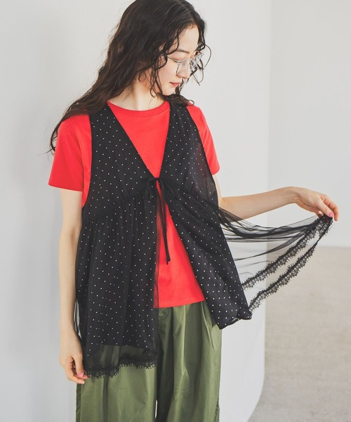 niko and...（ニコアンド）の「レーストリムリバーシブルベスト（ベスト・レディース・ライトグレー/ブラック/オフホワイト・FREE）」の8枚目の写真