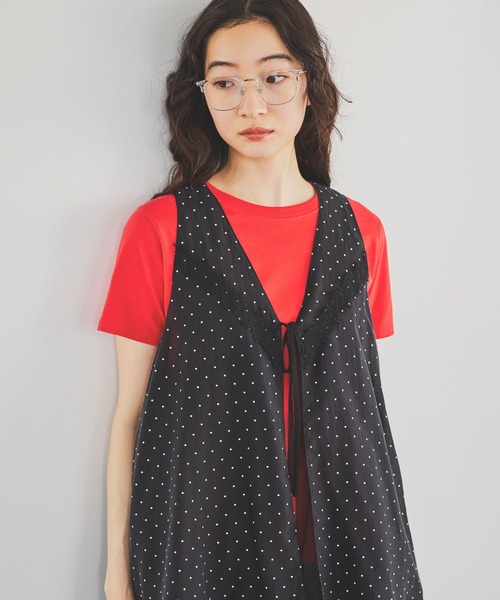 niko and...（ニコアンド）の「レーストリムリバーシブルベスト（ベスト・レディース・ライトグレー/ブラック/オフホワイト・FREE）」の9枚目の写真