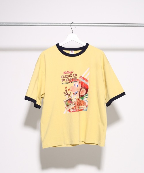 FRUIT OF THE LOOM(フルーツオブザルーム)の「FTL x KELLOGGS RINGER T-SHIRT2 / ケロッグ コラボ 半袖リンガーTシャツ ココポップスデザイン(Tシャツ/カットソー・メンズ・イエロー・S/L/M)」の6枚目の写真