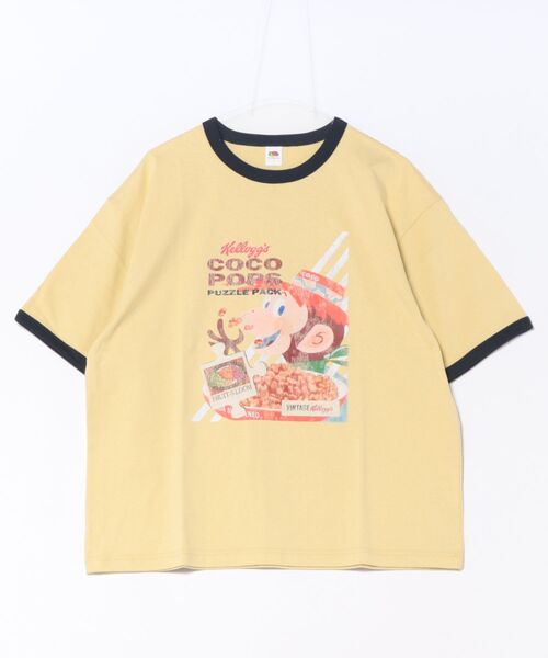 FRUIT OF THE LOOM(フルーツオブザルーム)の「FTL x KELLOGGS RINGER T-SHIRT2 / ケロッグ コラボ 半袖リンガーTシャツ ココポップスデザイン(Tシャツ/カットソー・メンズ・イエロー・S/L/M)」の9枚目の写真