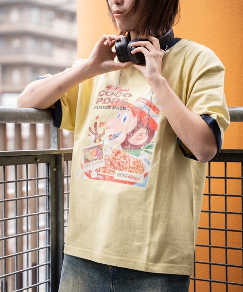 FRUIT OF THE LOOM(フルーツオブザルーム)の「FTL x KELLOGGS RINGER T-SHIRT2 / ケロッグ コラボ 半袖リンガーTシャツ ココポップスデザイン(Tシャツ/カットソー・メンズ・イエロー・S/L/M)」の11枚目の写真