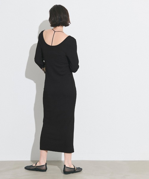 coca(coca)(コカ)の「とろみリブUネックワンピース(ワンピース・レディース・ブラック/チャコール・S/M/L)」の4枚目の写真