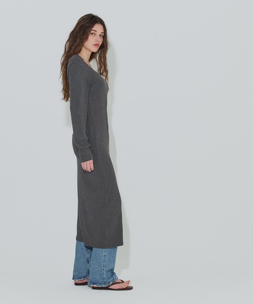 coca(coca)(コカ)の「とろみリブUネックワンピース(ワンピース・レディース・ブラック/チャコール・S/M/L)」の11枚目の写真