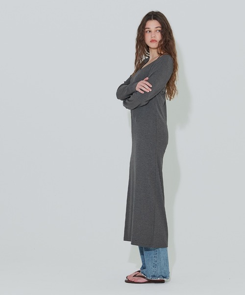 coca（coca）（コカ）の「とろみリブUネックワンピース（ワンピース・レディース・ブラック/チャコール・S/M/L）」の13枚目の写真