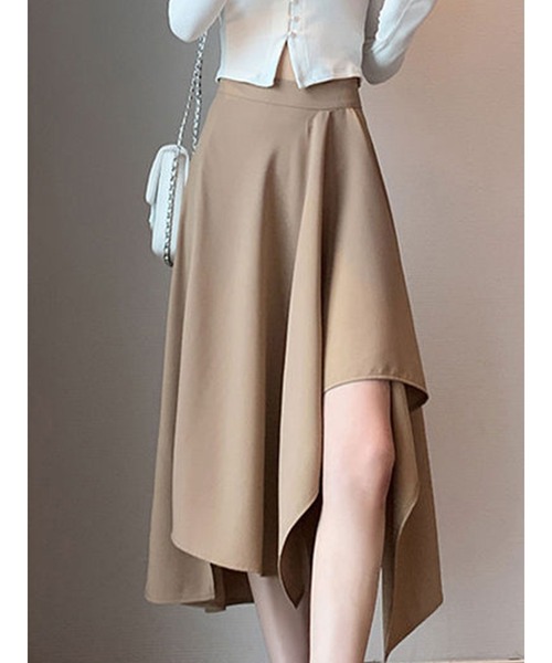 SallyLunn(サリーラン)の「アシンメトリーヘム フレアスカート(スカート・レディース・ベージュ/ブラック/グレー・LARGE/MEDIUM)」の1枚目の写真