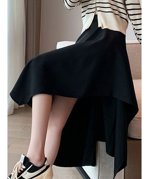 SallyLunn(サリーラン)の「アシンメトリーヘム フレアスカート(スカート・レディース・ベージュ/ブラック/グレー・LARGE/MEDIUM)」の6枚目の写真