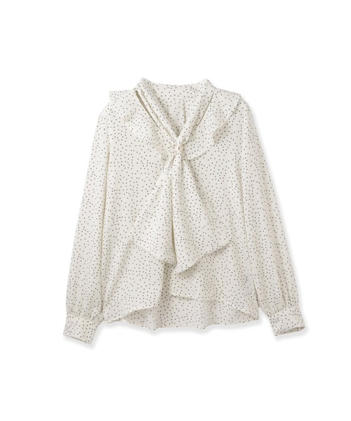 ketty(ケティ)の「デシンVネックフリルドットボウタイブラウス≪手洗い可能≫(シャツ/ブラウス・レディース・ホワイト系その他/ブラック系その他・M)」の4枚目の写真