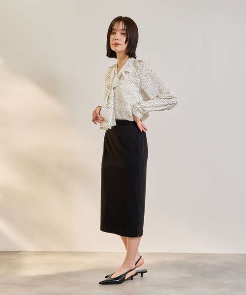 ketty(ケティ)の「デシンVネックフリルドットボウタイブラウス≪手洗い可能≫(シャツ/ブラウス・レディース・ホワイト系その他/ブラック系その他・M)」の15枚目の写真