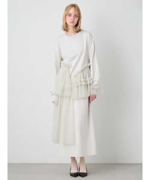 SORIN（ソリン　）の「Tulle Docking Big Dress/チュールドッキング ビッグドレス（ワンピース・レディース・グレー/ブラック/ナチュラル・36/38）」の3枚目の写真