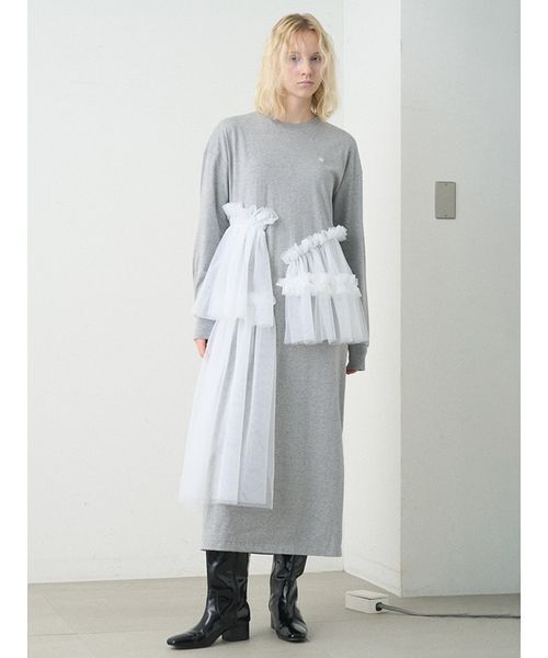 SORIN（ソリン　）の「Tulle Docking Big Dress/チュールドッキング ビッグドレス（ワンピース・レディース・グレー/ブラック/ナチュラル・36/38）」の2枚目の写真