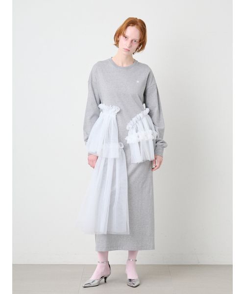 SORIN（ソリン　）の「Tulle Docking Big Dress/チュールドッキング ビッグドレス（ワンピース・レディース・グレー/ブラック/ナチュラル・36/38）」の4枚目の写真