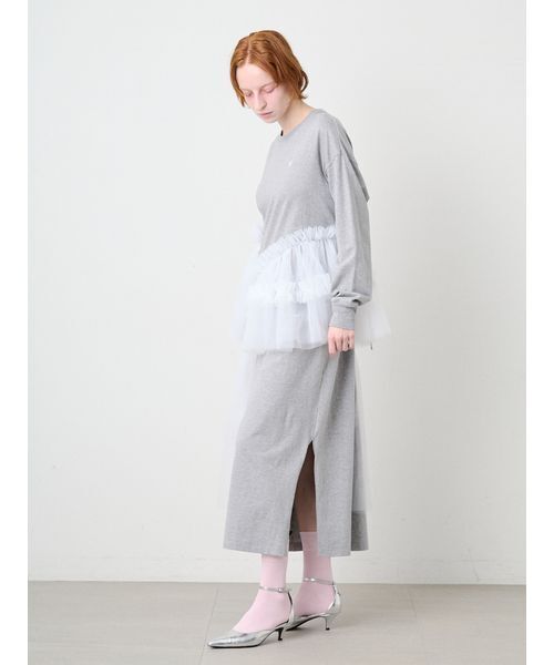 SORIN（ソリン　）の「Tulle Docking Big Dress/チュールドッキング ビッグドレス（ワンピース・レディース・グレー/ブラック/ナチュラル・36/38）」の5枚目の写真