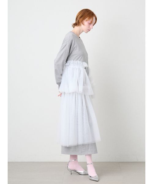 SORIN（ソリン　）の「Tulle Docking Big Dress/チュールドッキング ビッグドレス（ワンピース・レディース・グレー/ブラック/ナチュラル・36/38）」の6枚目の写真