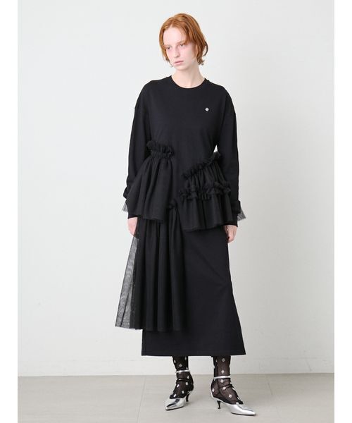 SORIN（ソリン　）の「Tulle Docking Big Dress/チュールドッキング ビッグドレス（ワンピース・レディース・グレー/ブラック/ナチュラル・36/38）」の19枚目の写真