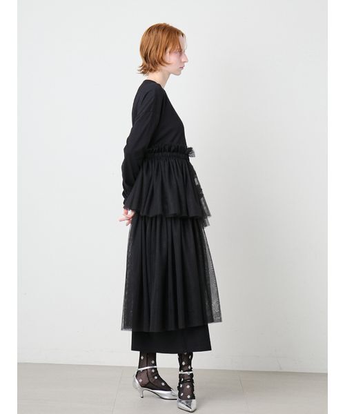 SORIN（ソリン　）の「Tulle Docking Big Dress/チュールドッキング ビッグドレス（ワンピース・レディース・グレー/ブラック/ナチュラル・36/38）」の22枚目の写真