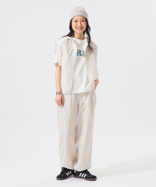 BEAMS BOY（ビームスボーイ）の「【8/6再値下げ】チェック ストライプ フーデッド ノースリーブ（シャツ/ブラウス・レディース・イエロー/ブルー・ONE SIZE）」の3枚目の写真
