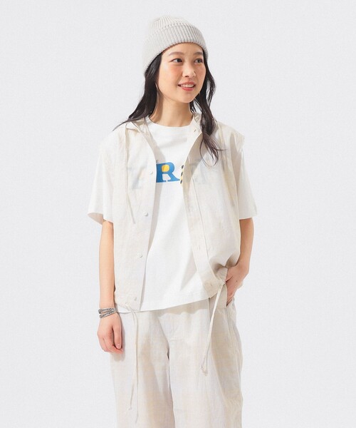 BEAMS BOY（ビームスボーイ）の「【8/6再値下げ】チェック ストライプ フーデッド ノースリーブ（シャツ/ブラウス・レディース・イエロー/ブルー・ONE SIZE）」の6枚目の写真