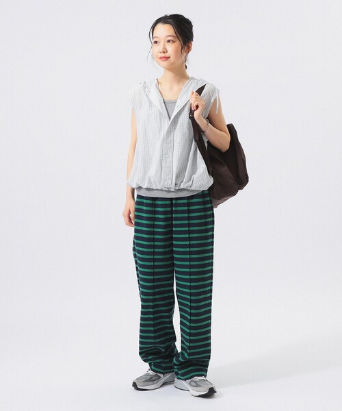 BEAMS BOY（ビームスボーイ）の「【8/6再値下げ】チェック ストライプ フーデッド ノースリーブ（シャツ/ブラウス・レディース・イエロー/ブルー・ONE SIZE）」の7枚目の写真