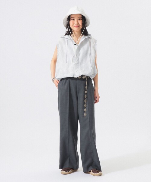 BEAMS BOY（ビームスボーイ）の「【8/6再値下げ】チェック ストライプ フーデッド ノースリーブ（シャツ/ブラウス・レディース・イエロー/ブルー・ONE SIZE）」の11枚目の写真