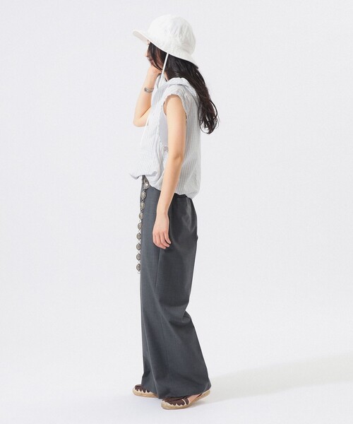 BEAMS BOY（ビームスボーイ）の「【8/6再値下げ】チェック ストライプ フーデッド ノースリーブ（シャツ/ブラウス・レディース・イエロー/ブルー・ONE SIZE）」の12枚目の写真