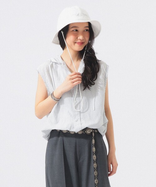 BEAMS BOY（ビームスボーイ）の「【8/6再値下げ】チェック ストライプ フーデッド ノースリーブ（シャツ/ブラウス・レディース・イエロー/ブルー・ONE SIZE）」の15枚目の写真