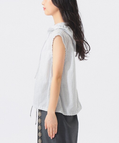 BEAMS BOY（ビームスボーイ）の「【8/6再値下げ】チェック ストライプ フーデッド ノースリーブ（シャツ/ブラウス・レディース・イエロー/ブルー・ONE SIZE）」の17枚目の写真