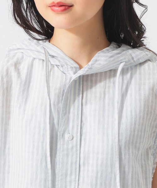 BEAMS BOY（ビームスボーイ）の「【8/6再値下げ】チェック ストライプ フーデッド ノースリーブ（シャツ/ブラウス・レディース・イエロー/ブルー・ONE SIZE）」の19枚目の写真
