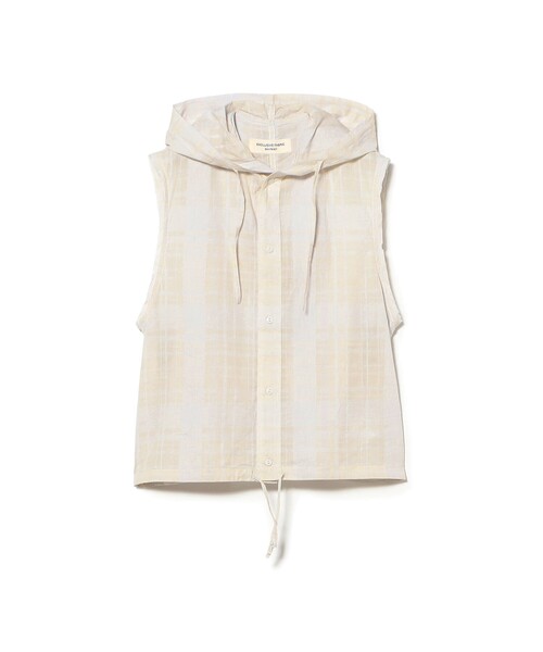 BEAMS BOY（ビームスボーイ）の「【8/6再値下げ】チェック ストライプ フーデッド ノースリーブ（シャツ/ブラウス・レディース・イエロー/ブルー・ONE SIZE）」の22枚目の写真