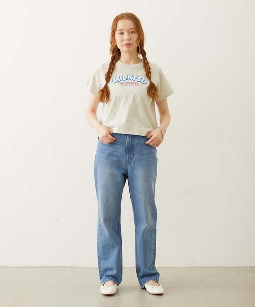 MILKFED.(ミルクフェド)の「ARCH LOGO COMPACT S/S TEE(Tシャツ/カットソー・レディース・ブラック/ライトピンク/オートミール・S/M)」の9枚目の写真