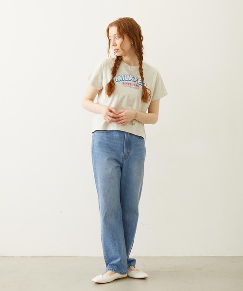 MILKFED.(ミルクフェド)の「ARCH LOGO COMPACT S/S TEE(Tシャツ/カットソー・レディース・ブラック/ライトピンク/オートミール・S/M)」の13枚目の写真