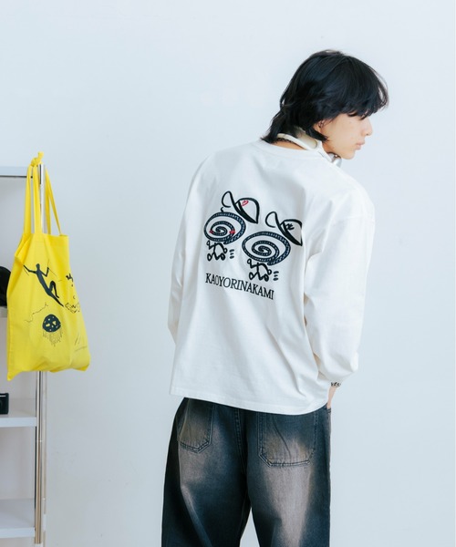 kaoyorinakami(カオヨリナカミ)の「guru guru long tee / グルグルロンT(Tシャツ/カットソー・メンズ・ホワイト/ブラック・SMALL/MEDIUM/LARGE/X-LARGE)」の3枚目の写真