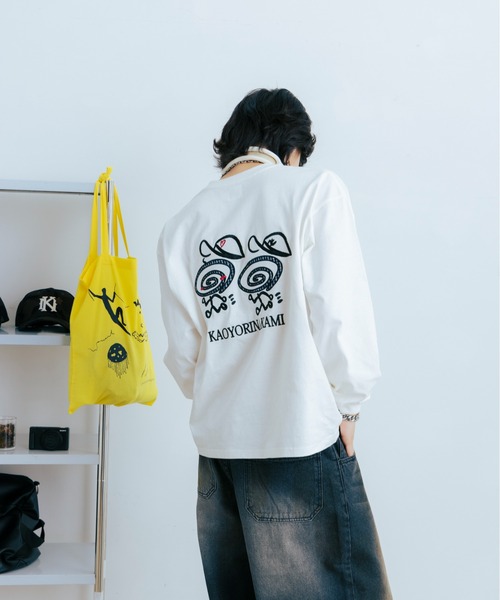 kaoyorinakami(カオヨリナカミ)の「guru guru long tee / グルグルロンT(Tシャツ/カットソー・メンズ・ホワイト/ブラック・SMALL/MEDIUM/LARGE/X-LARGE)」の7枚目の写真