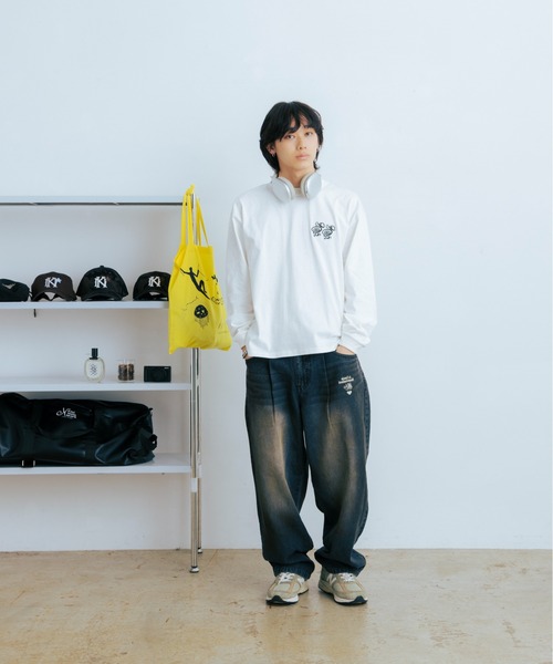 kaoyorinakami(カオヨリナカミ)の「guru guru long tee / グルグルロンT(Tシャツ/カットソー・メンズ・ホワイト/ブラック・SMALL/MEDIUM/LARGE/X-LARGE)」の5枚目の写真
