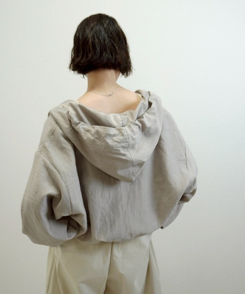 gossara（ゴサラ）の「シアーワッシャーZIPフーディー（シャツ/ブラウス・レディース・グレー/オフホワイト/グレイッシュベージュ・FREE）」の9枚目の写真