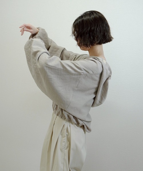 gossara（ゴサラ）の「シアーワッシャーZIPフーディー（シャツ/ブラウス・レディース・グレー/オフホワイト/グレイッシュベージュ・FREE）」の10枚目の写真